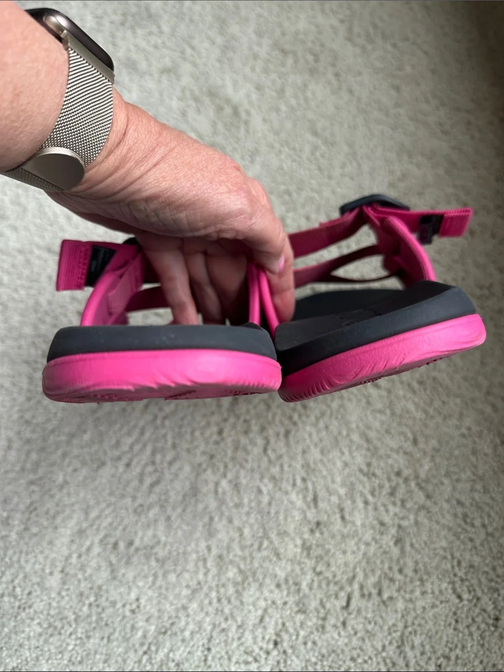 Chaco Pink Adjustable Webbing Slide Sandals